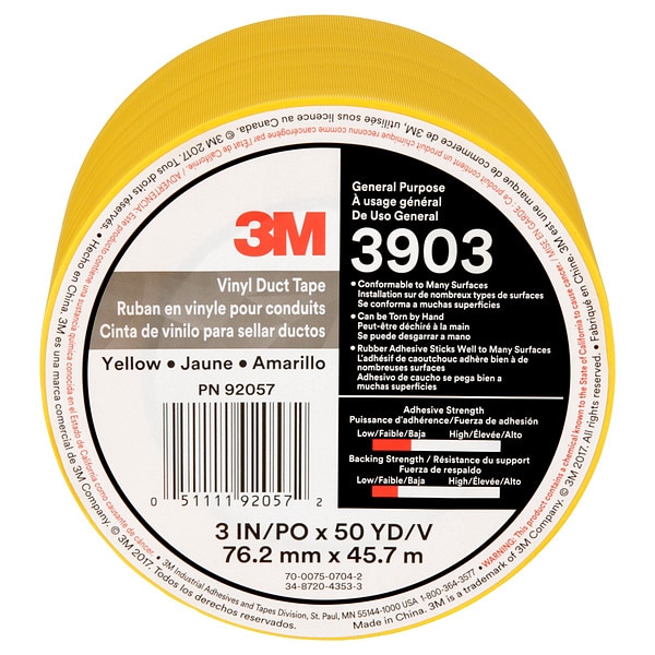 3M Duct Tape, Yllw, 50 yd. L x 3in. W - 3903