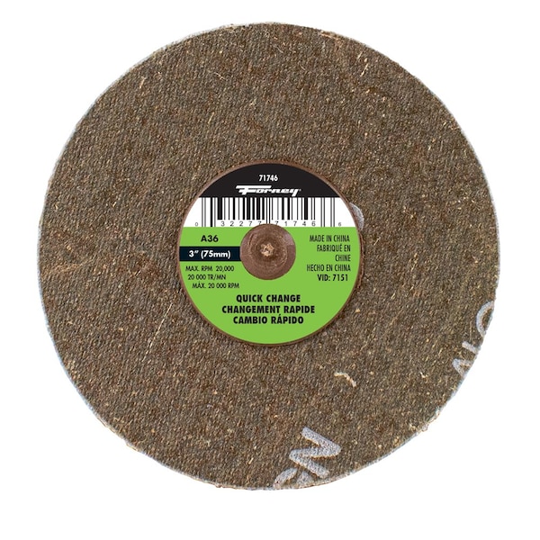 Forney Quick Change Sanding Disc, 36 Grit, 3 in 5-pack of Forney 71746 - 71603
