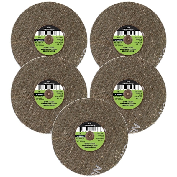 Forney Quick Change Sanding Disc, 36 Grit, 3 in 5-pack of Forney 71746 - 71603