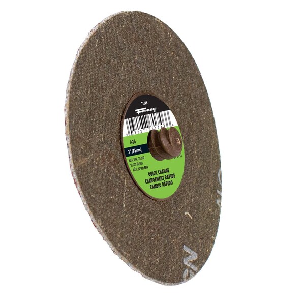 Forney Quick Change Sanding Disc, 36 Grit, 3 in 5-pack of Forney 71746 - 71603