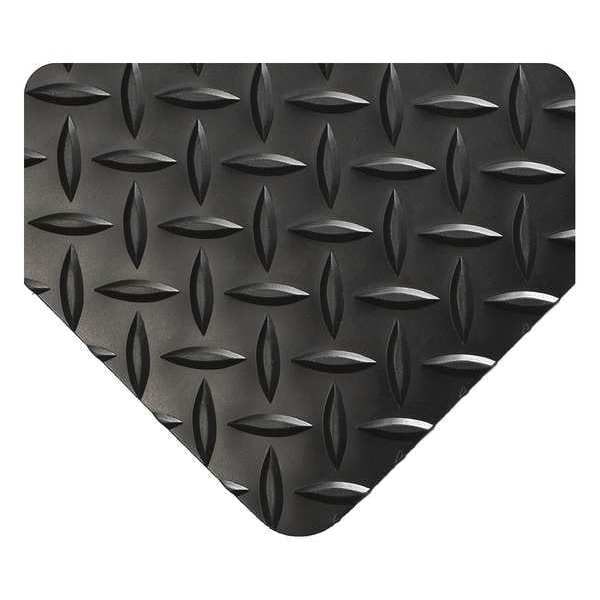 Wearwell Antifatigue Mat, 75 ft. L x 4 ft. W, 3/16" Thickness, Diamond Plate, Black - 385.316X4X75BK