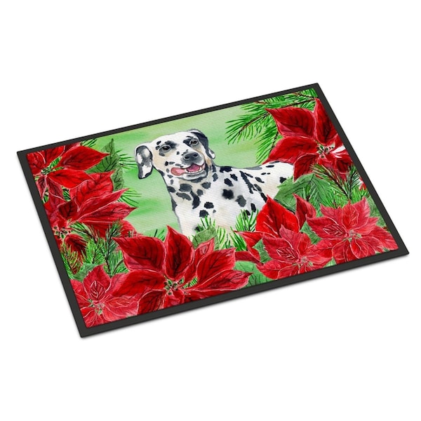 Carolines Treasures Dalmatian Poinsettas Indoor or Outdoor Mat, 18 x 27 in. - CK1301MAT