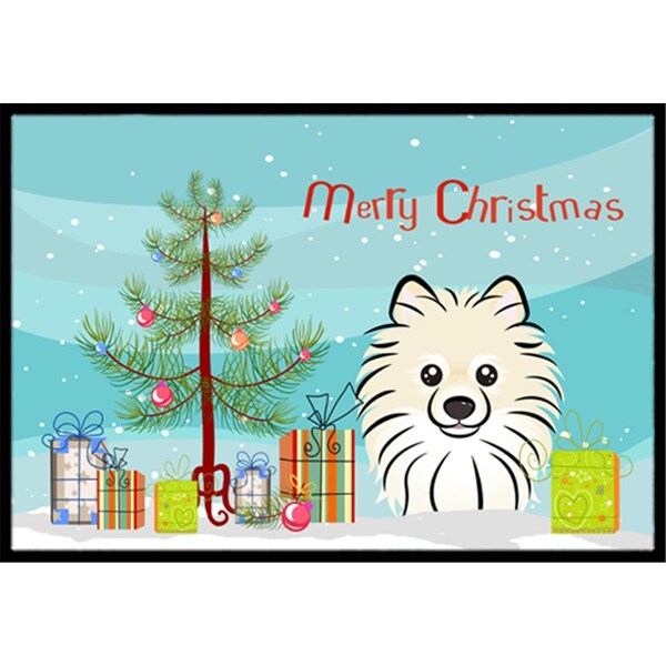 Carolines Treasures Christmas Tree and Pomeranian Indoor or Outdoor Mat- 18 x 27 - BB1579MAT