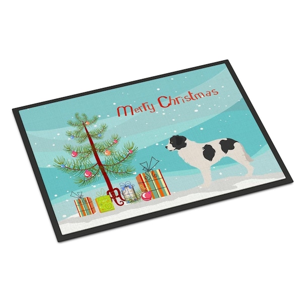 Carolines Treasures Landseer Christmas Indoor or Outdoor Mat - 18 x 27 in. - BB8493MAT