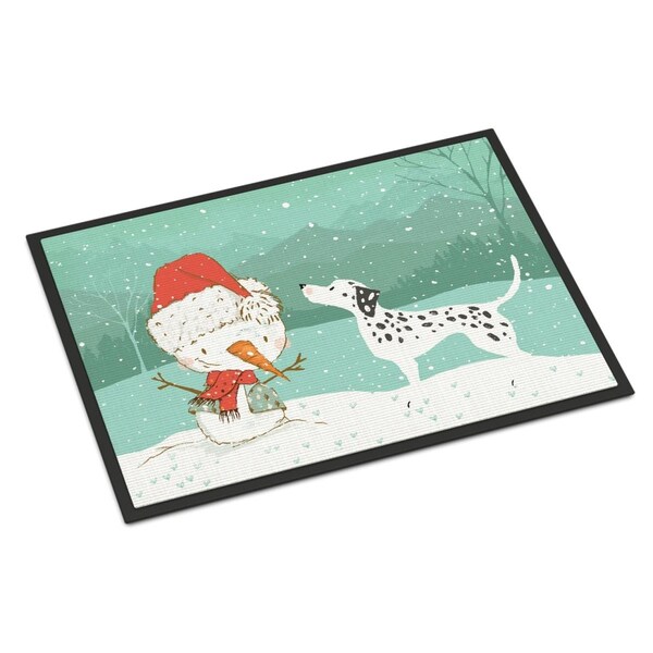 Carolines Treasures 24 x 36 in. Dalmatian & Snowman Christmas Indoor or Outdoor Mat - CK2037JMAT
