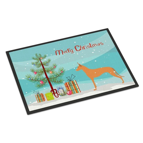 Carolines Treasures Pharaoh Hound Merry Christmas Tree Indoor or Outdoor Mat, 24 x 36 - BB2906JMAT