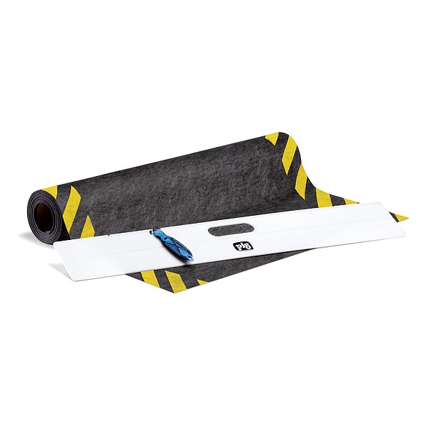 Pig Floor Runner, Polypropylene, 1/8 in Thick, Black, 3 ft W x 25 ft L - GRPSB36206-BK