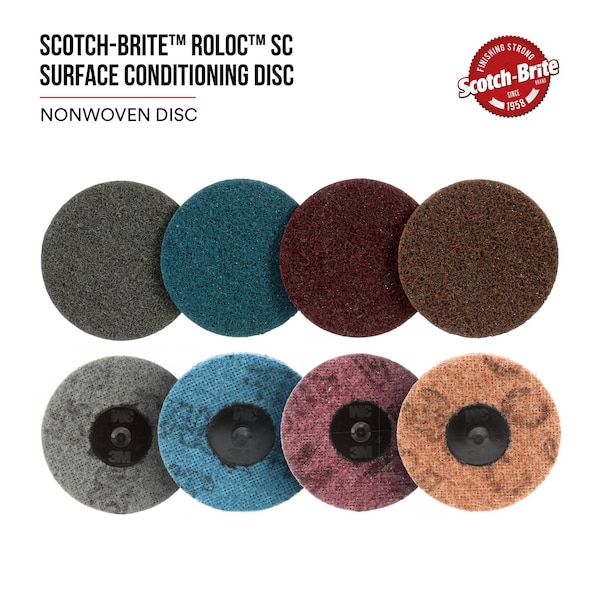 Scotch-Brite Roloc Surface Conditioning Disc, 07485, A/O Coarse, TR, 3 in, with Scrim, 4PK - SC-DR