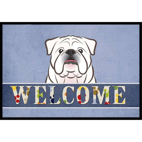 Carolines Treasures White English Bulldog Welcome Indoor and Outdoor Mat- 24 x 36 in. - BB1406JMAT
