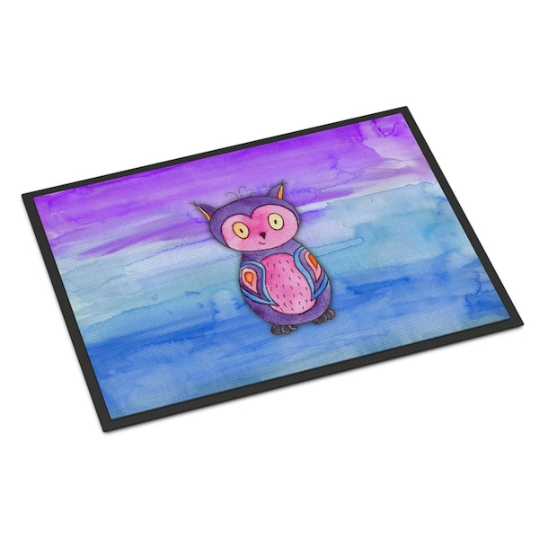 Carolines Treasures 24 x 36 in. Pink & Purple Owl Watercolor Indoor or Outdoor Mat - BB7427JMAT