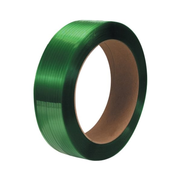Partners Brand Polyester Strapping, Smooth, 16" x 6" Core, 1/2" x 5800', Green, 1/Coil - PS5225G