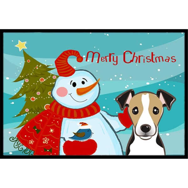 Carolines Treasures Snowman With Jack Russell Terrier Indoor and Outdoor Mat- 24 x 36 in. - BB1881JMAT
