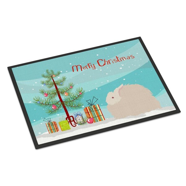Carolines Treasures Fluffy Angora Rabbit Christmas Indoor or Outdoor Mat, 18 x 27 in. - BB9326MAT