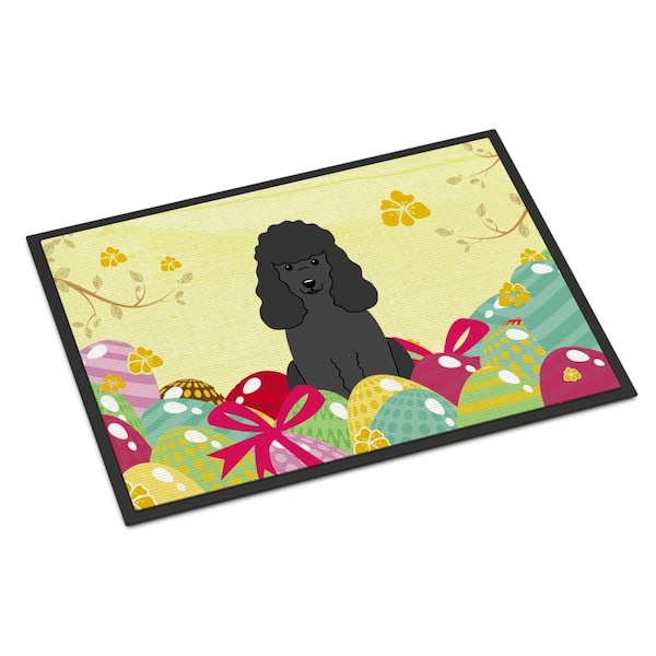 Carolines Treasures 18 x 27 in. Easter Eggs Poodle Black Indoor or Outdoor Mat - BB6071MAT