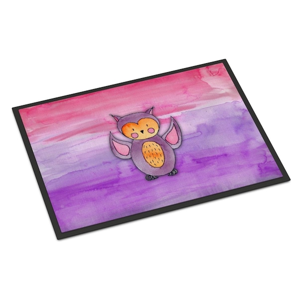 Carolines Treasures 24 x 36 in. Pink & Purple Owl Watercolor Indoor or Outdoor Mat - BB7428JMAT