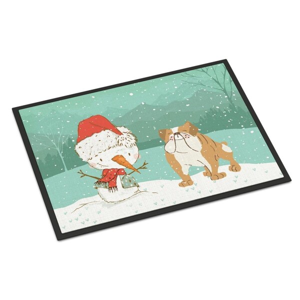 Carolines Treasures 24 x 36 in. English Bulldog Snowman Christmas Indoor or Outdoor Mat - CK2053JMAT