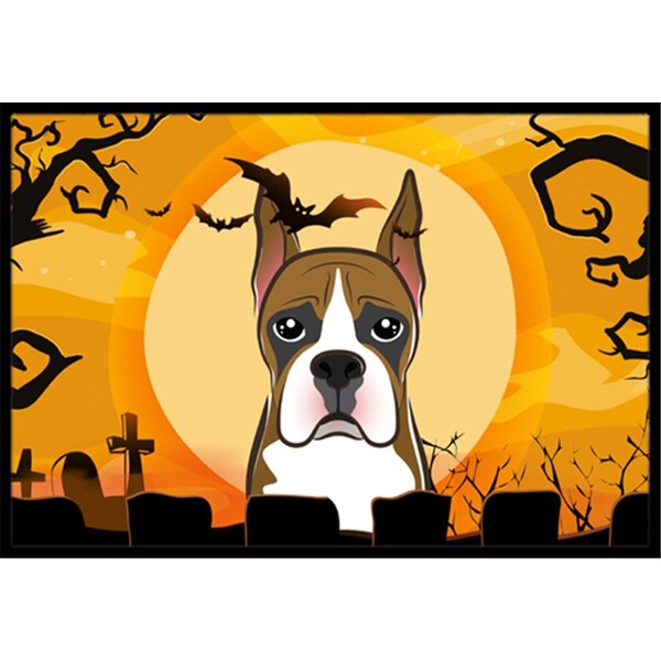 Carolines Treasures Halloween Boxer Indoor and Outdoor Mat- 18 x 27 in. - BB1781MAT