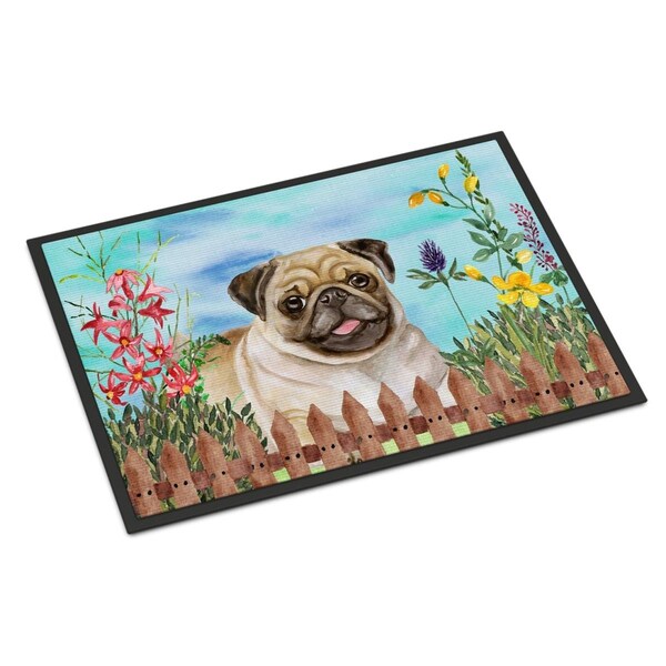 Jensendistributionservices Fawn Pug Spring Indoor or Outdoor Mat - 18 x 27 in. - MI2551549