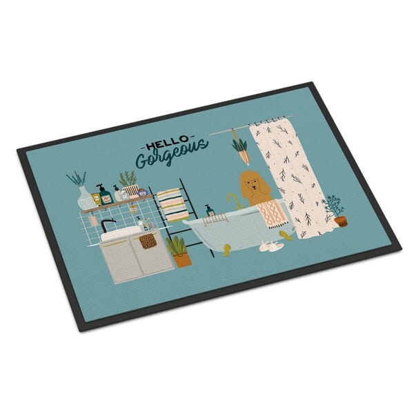 Carolines Treasures 18 x 27 in. Tan Poodle in Bathtub Indoor or Outdoor Mat - CK7491MAT