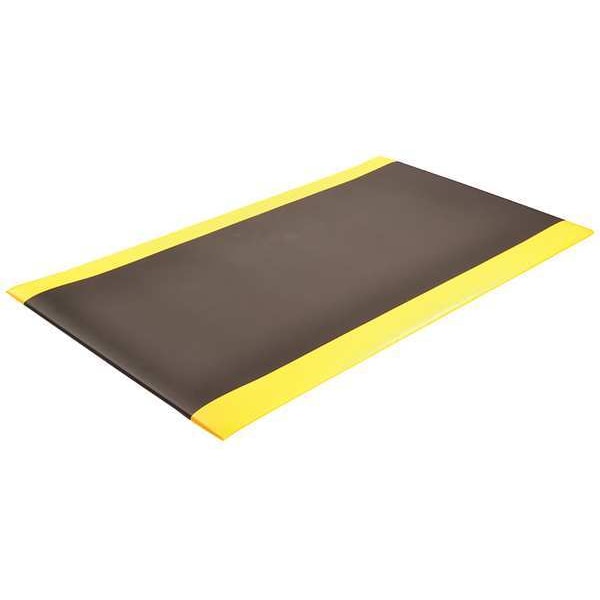 Notrax Antifatigue Mat, 4 ft. L x 3 ft. W, 1/2" Thickness, Closed Cell PVC Foam, Corrugated, Black/Yellow - 413S0034BY