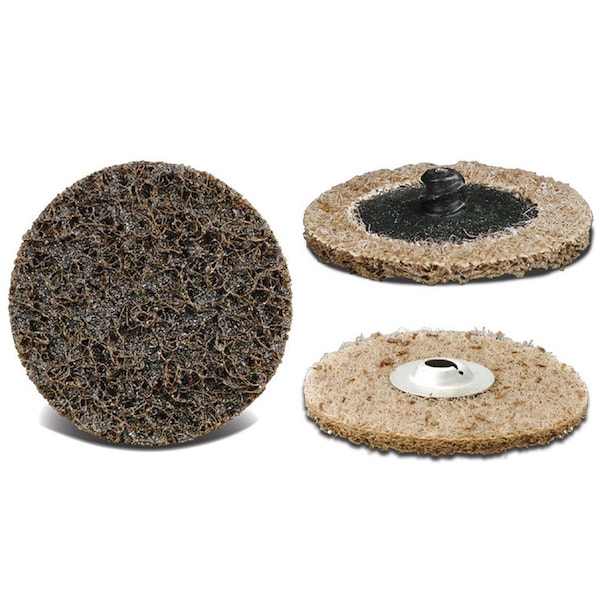Cgw Abrasives Finish Pro Non-Woven Abrasive Quick-Change Disc, 3 in Dia, 80/120 Grit, Medium Grade, Aluminum Oxide - 59747