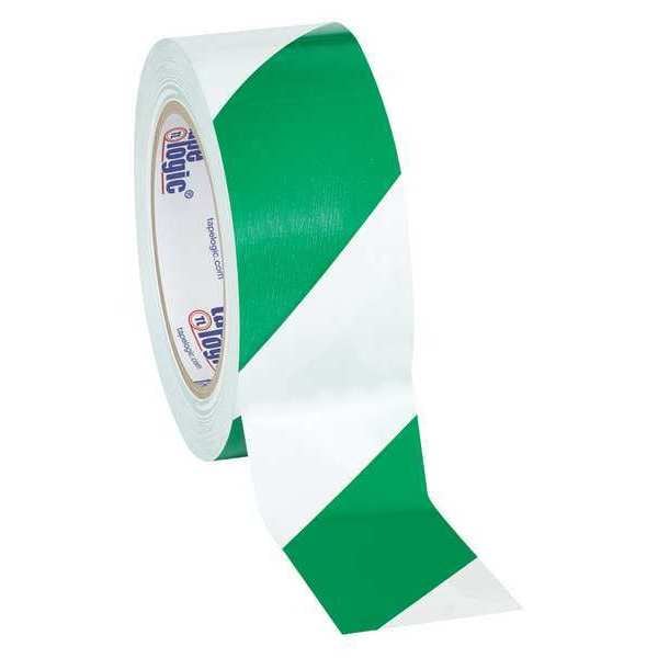 Partners Brand Tape Logic Striped Vinyl Tape, 7.0 Mil, 2" x 36 yds., Green/White, 24/Case - T9236GW