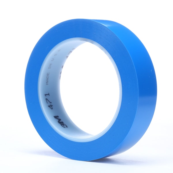 3M Vinyl Tape, 5.2 Mil, 1"x36 yds., Blue, PK36 - T965471BL