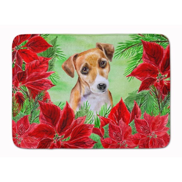 Carolines Treasures Jack Russell Terrier No.2 Poinsettas Machine Washable Memory Foam Mat - CK1360RUG