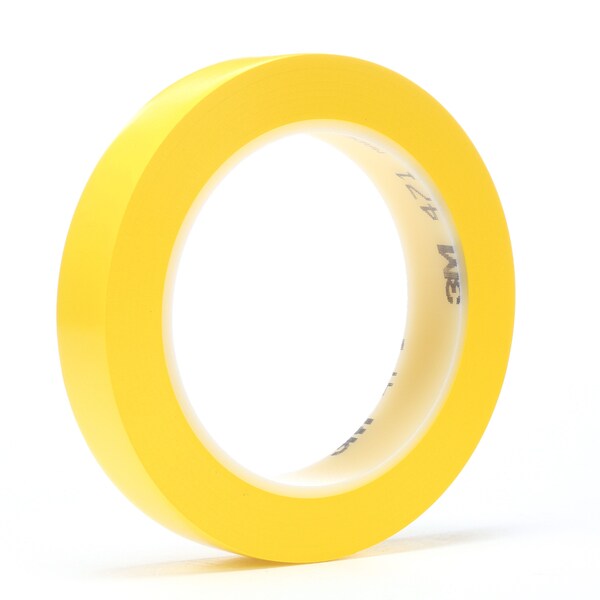 3M Vinyl Tape, 5.2 Mil, 1/4"x36 yds., Yellow, PK144 - T961471Y
