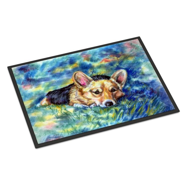 Carolines Treasures 24 x 36 in. Corgi Tuckered Out Indoor or Outdoor Mat - 7409JMAT