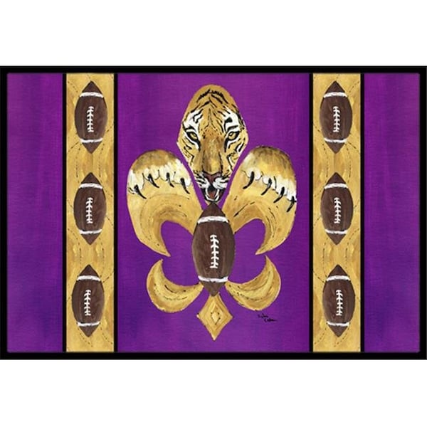 Carolines Treasures Carolines Treasures 8205-MAT Tiger Football Fleur de lis Indoor Or Outdoor Mat - 18 x 27 in. - 8205-MAT