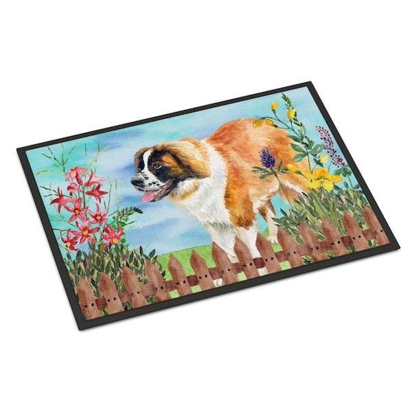 Carolines Treasures Saint Bernard Spring Indoor or Outdoor Mat - 24 x 36 in. - CK1241JMAT