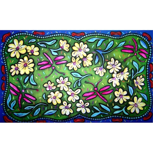 H2H Dm-17 Flowers And Dragonflies Door Mat - H2222038