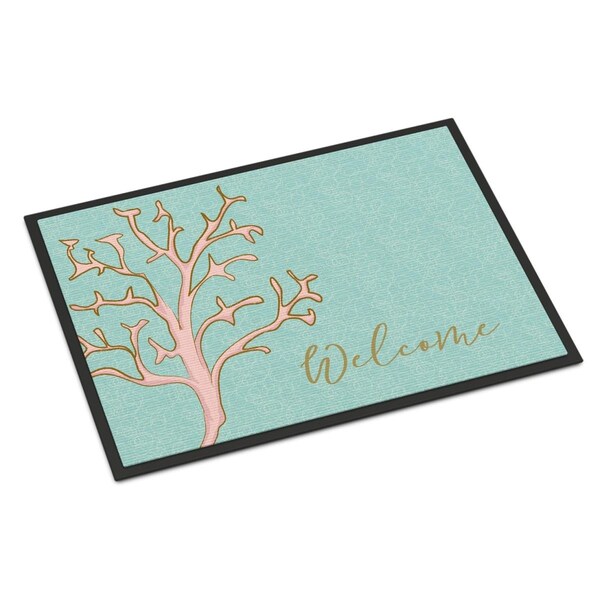 Carolines Treasures Coral Welcome Indoor Or Outdoor Mat - 24 x 36 in. - BB8556JMAT