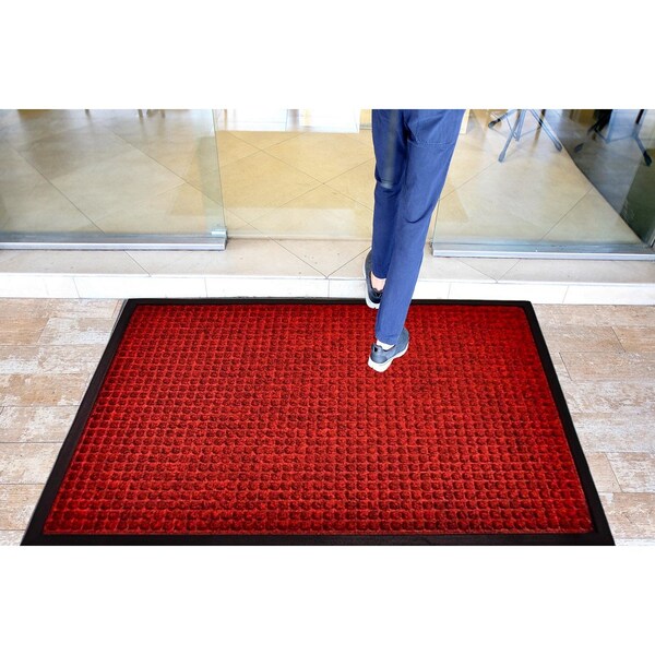 Rhino Mats Town & Country Entrance Mat, Polypropylene/Rubber, 3/8" Thick, Red, 2 ft W x 3 ft L - TNC-2436R