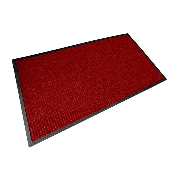Rhino Mats Town & Country Entrance Mat, Polypropylene/Rubber, 3/8" Thick, Red, 2 ft W x 3 ft L - TNC-2436R