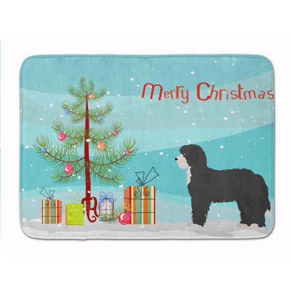 Carolines Treasures Black Sheepadoodle Christmas Tree Machine Washable Memory Foam Mat - CK3868RUG