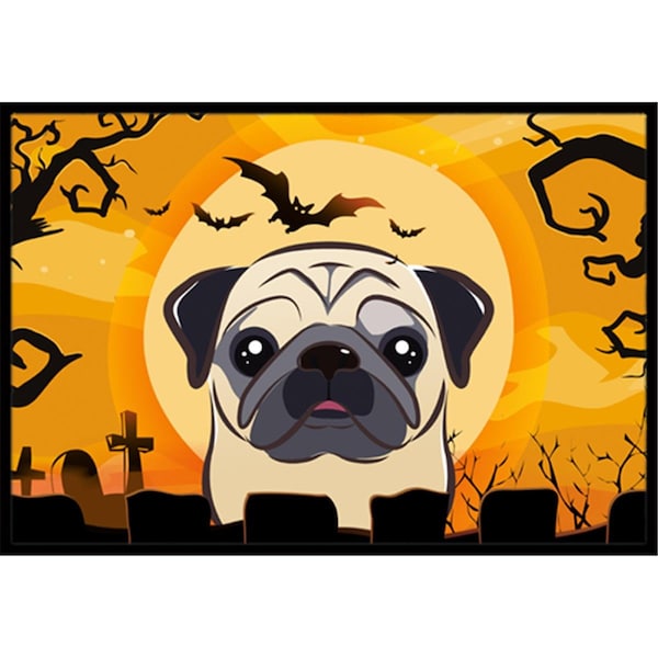 Jensendistributionservices Halloween Fawn Pug Indoor & Outdoor Mat, 18 x 27 in. - MI2556787