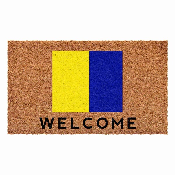Calloway Mills Personalized Door Mat, Blue, Yellow, Black, Natural, 36 in W x 72 in L - 108123672K