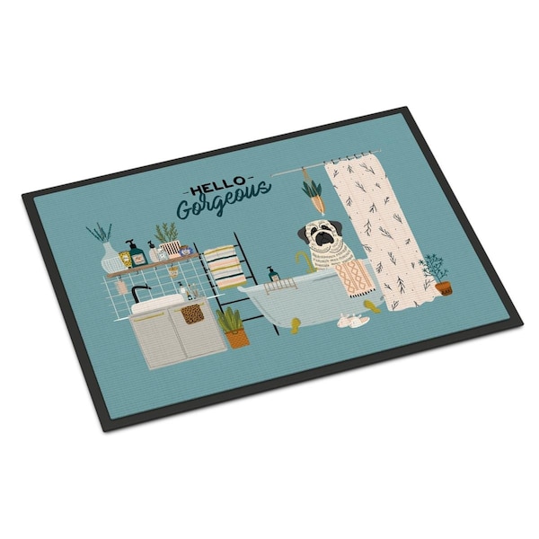 Carolines Treasures 24 x 36 in. White Mastiff Brindle in Bathtub Indoor or Outdoor Mat - CK7438JMAT