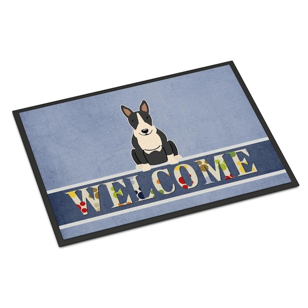 Carolines Treasures 18 x 27 in. Bull Terrier Black White Welcome Indoor or Outdoor Mat - BB5714MAT