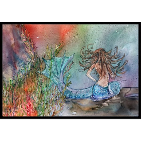 Carolines Treasures Brunette Mermaid Water Fantasy Indoor or Outdoor Mat- 18 x 27 in. - 8972MAT