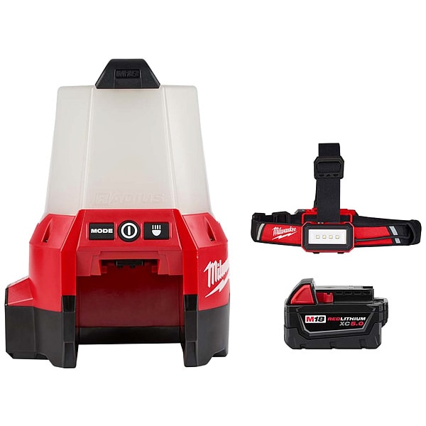 Milwaukee Tool Work Light, Headlamp and Battery (5.0 Ah) - 2144-20, 2115-21, 48-11-1850