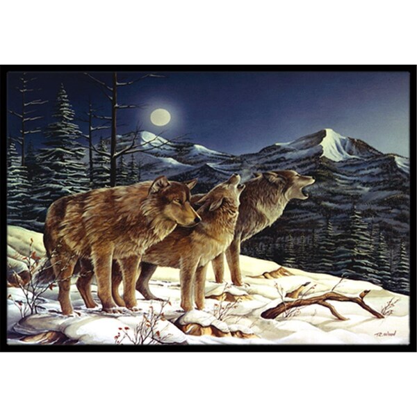Micasa Wolf Wolves Crying At The Moon Indoor and Outdoor Mat, 18 x 27 in. - MI55680