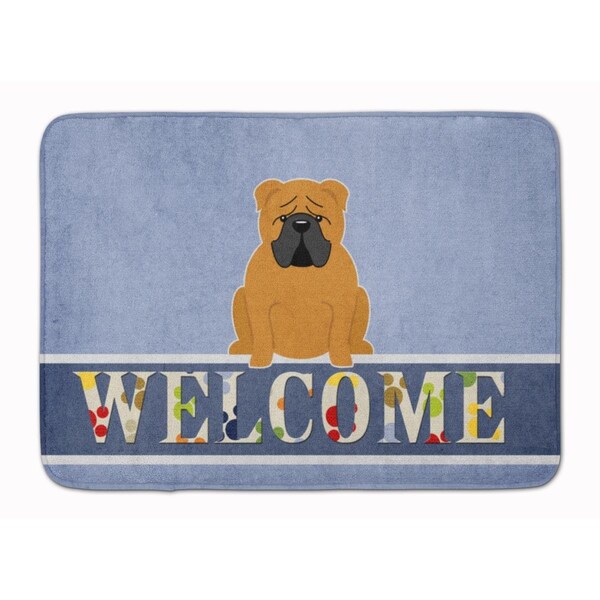 Carolines Treasures English Bulldog Red Welcome Machine Washable Memory Foam Mat - BB5703RUG