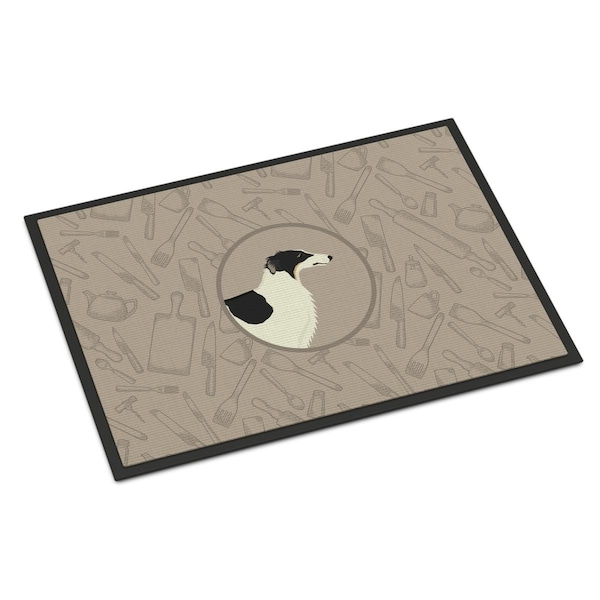 Carolines Treasures 18 x 27 in. Borzoi in the Kitchen Indoor or Outdoor Mat - CK2171MAT