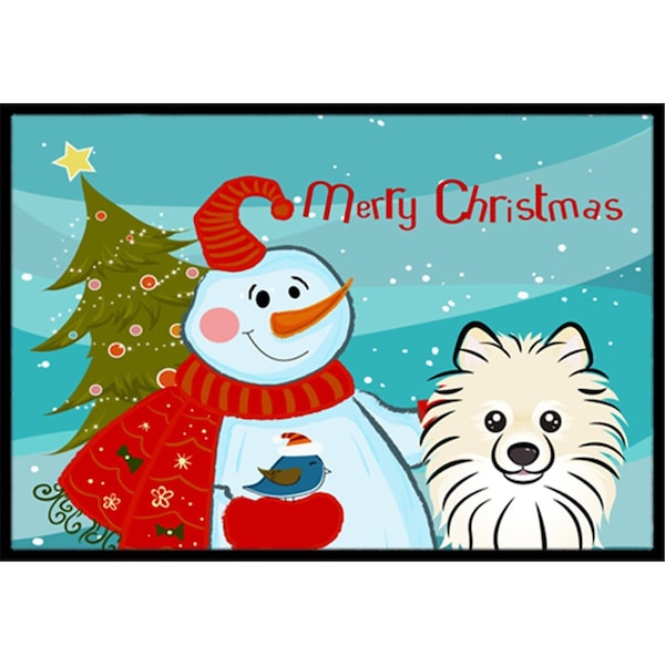 Carolines Treasures Snowman With Pomeranian Indoor and Outdoor Mat- 24 x 36 in. - BB1827JMAT