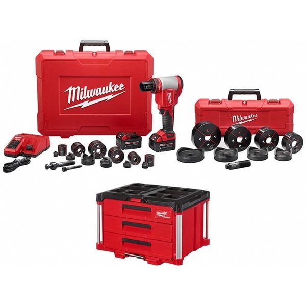 Milwaukee Tool Knockout Tool and Tool Box, 18V DC, Includes Batteries/Charger - 2676-23, 48-22-8443