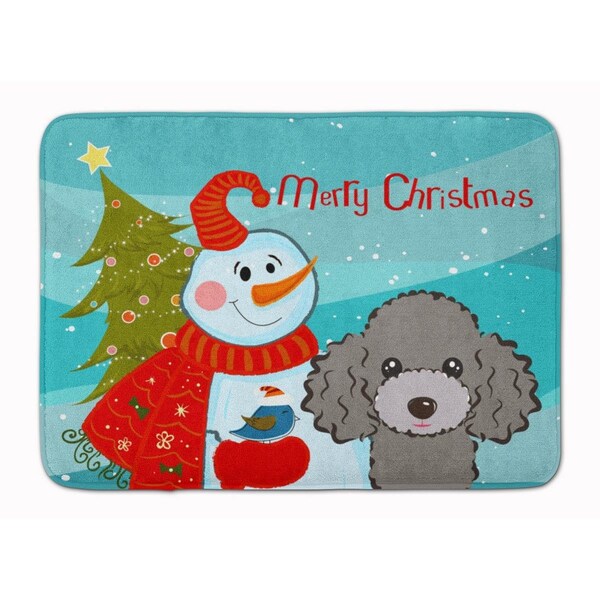 Carolines Treasures Snowman with Silver and Grey Poodle Machine Washable Memory Foam Mat - BB1879RUG