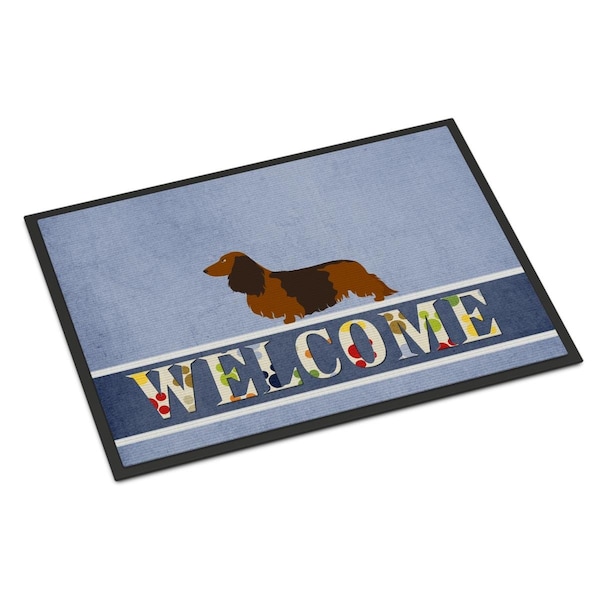 Carolines Treasures Longhaired Dachshund Welcome Indoor or Outdoor Mat - 24 x 36 in. - BB8287JMAT